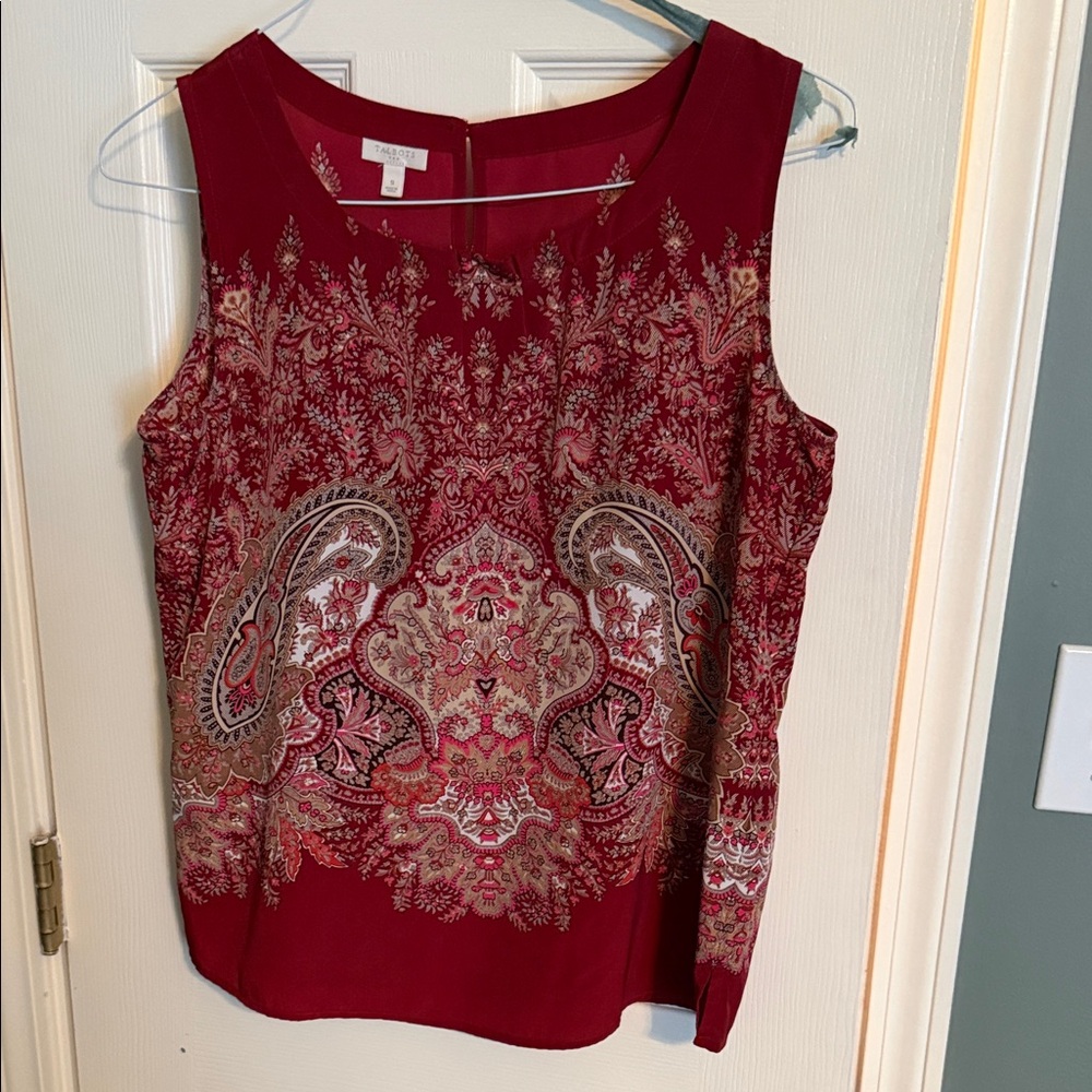 Talbots Red and Gray Paisley Blouse